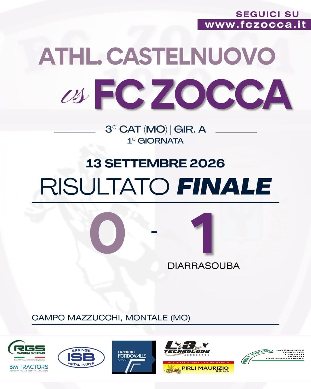 ATHL. CASTELNUOVO-ZOCCA | 0-1